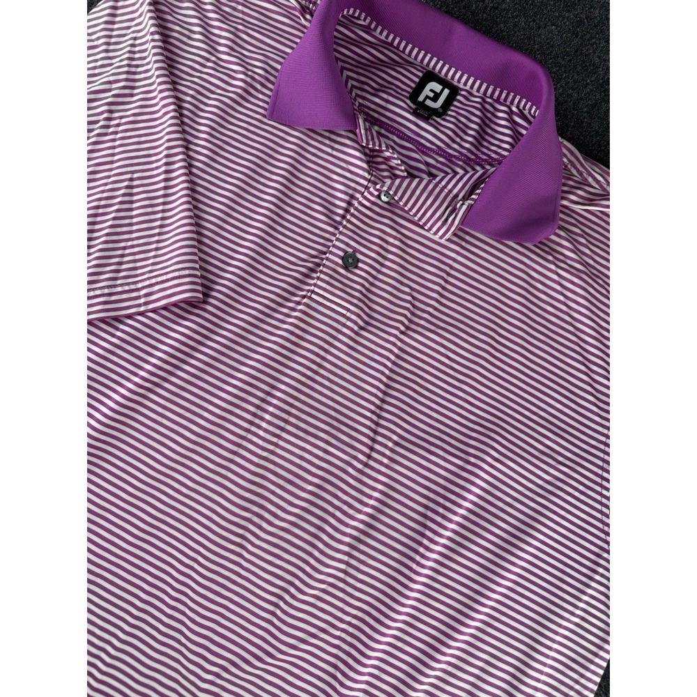 FootJoy FJ Golf Polo Shirt Mens XL Pink White Striped Performance
